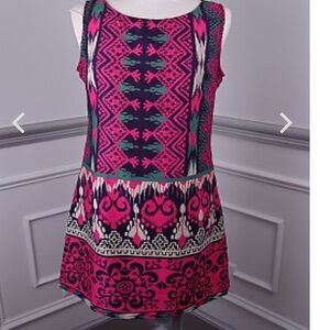 Umgee Pink and Black Geometric Mini Dress